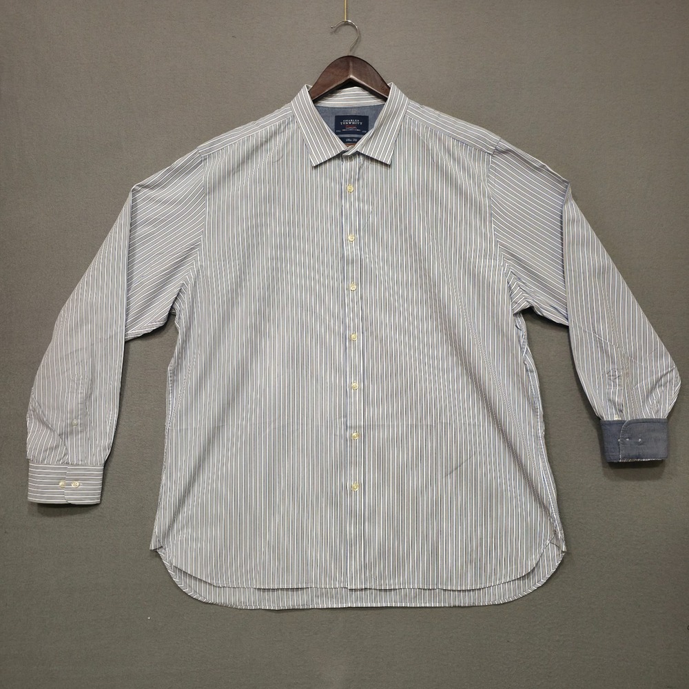 Charles Tyrwhitt Men's Slim‎ Fit Long Sleeve Flip Cuff Weekend Shirt Size XXL